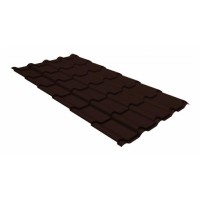 Металлочерепица камея Grand Line 0,5 GreenCoat Pural BT RR 887 шоколадно-коричневый (RAL 8017 шоколад)