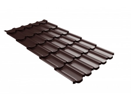 Металлочерепица квинта плюс Grand Line c 3D резом 0,5 GreenCoat Pural BT, matt RR 887 шоколадно-коричневый (RAL 8017 шоколад)